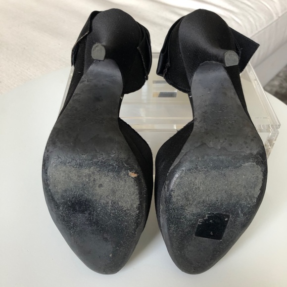 Lanvin Black Bow-Embellished Satin Heels - Picture 8 of 8